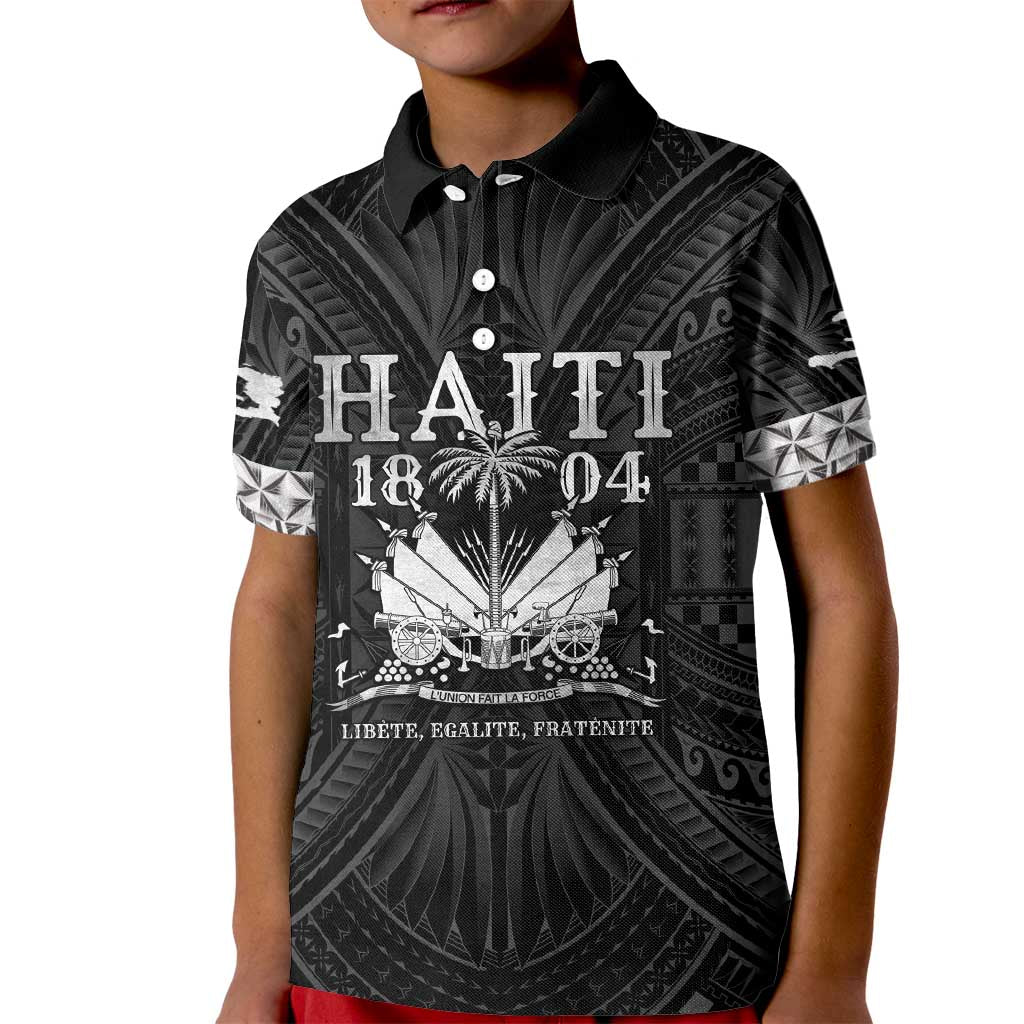 Haiti 1804 Kid Polo Shirt Polynesian Silver Neg Maron LT05 Kid Silver - Polynesian Pride