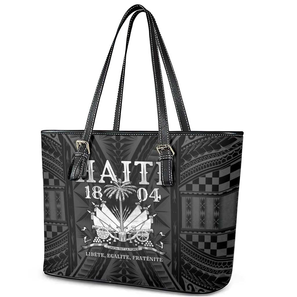 Haiti 1804 Leather Tote Bag Polynesian Silver Neg Maron