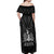 Haiti 1804 Off Shoulder Maxi Dress Polynesian Silver Neg Maron
