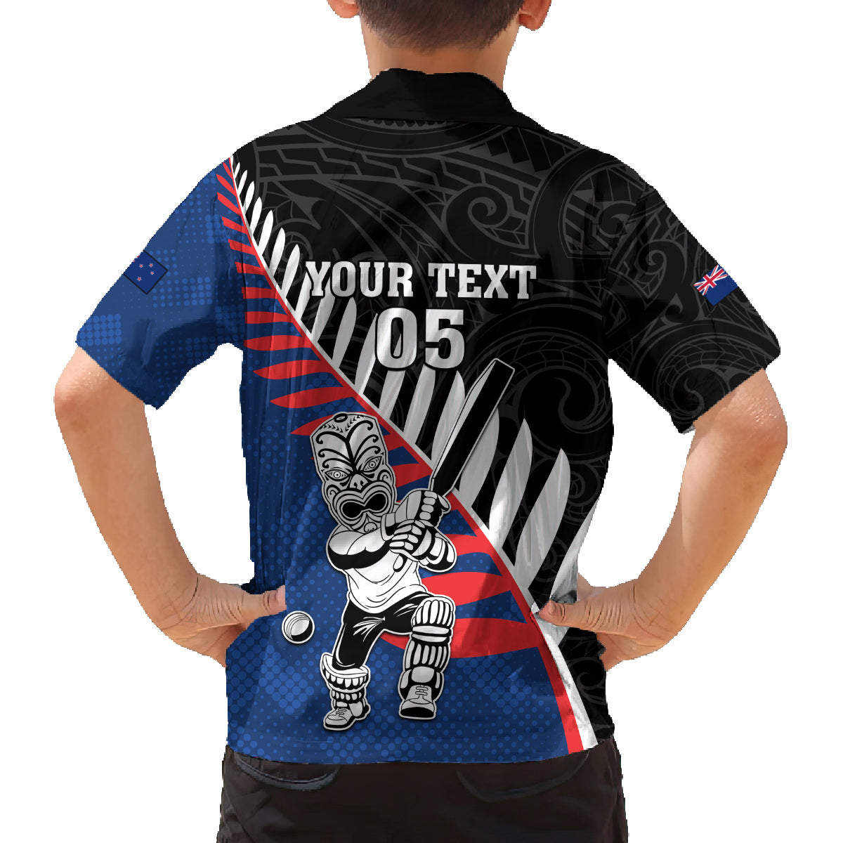 Custom New Zealand Auckland Cricket Family Matching Off Shoulder Short Dress and Hawaiian Shirt With Maori Pattern LT05 - Polynesian Pride