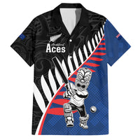 Custom New Zealand Auckland Cricket Family Matching Off Shoulder Short Dress and Hawaiian Shirt With Maori Pattern LT05 Dad's Shirt - Short Sleeve Blue - Polynesian Pride