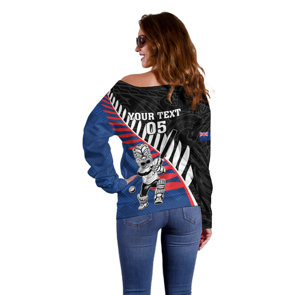 Custom New Zealand Auckland Cricket Off Shoulder Sweater With Maori Pattern