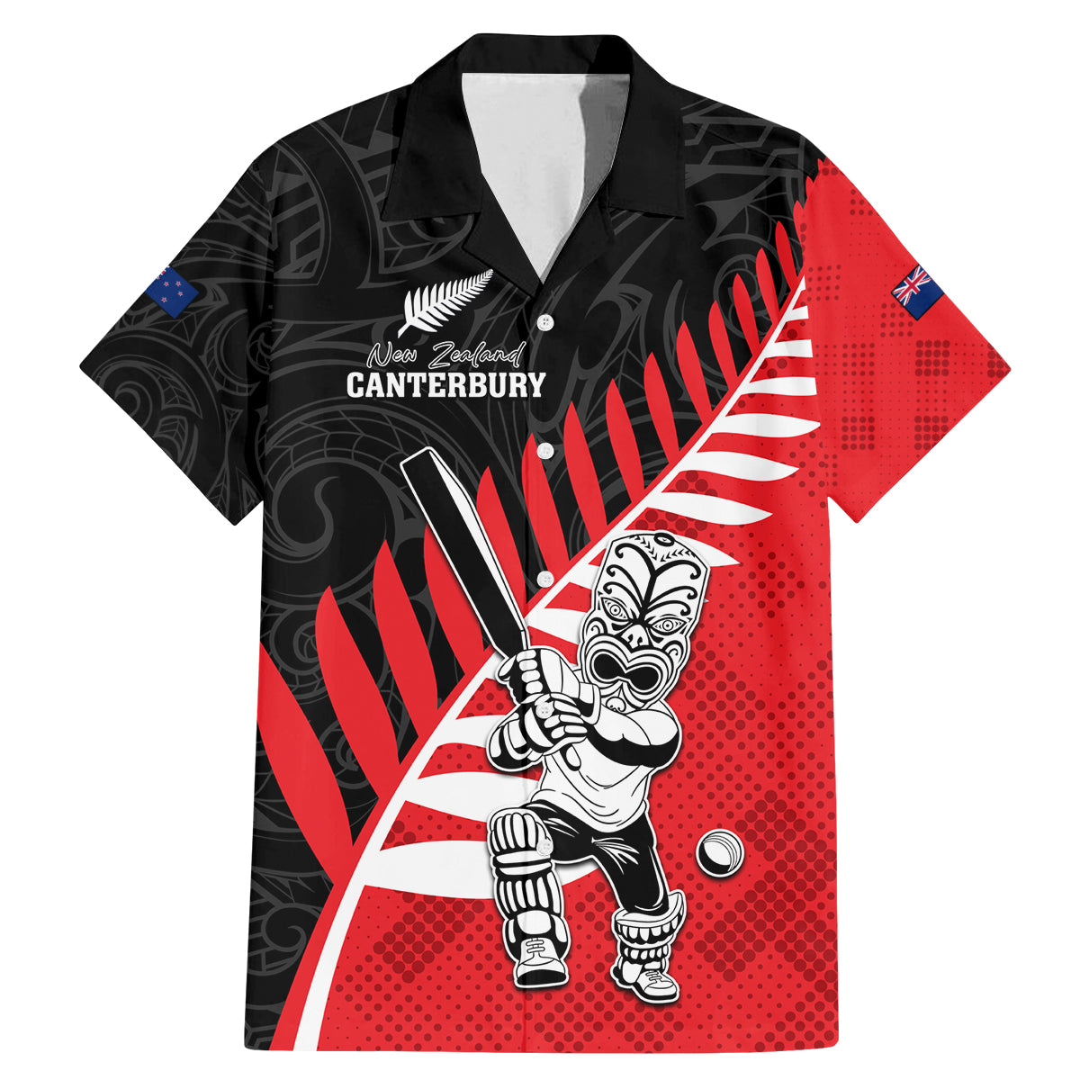 Custom New Zealand Canterbury Cricket Family Matching Mermaid Dress and Hawaiian Shirt With Maori Pattern