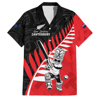 Custom New Zealand Canterbury Cricket Family Matching Off Shoulder Maxi Dress and Hawaiian Shirt With Maori Pattern LT05 Dad's Shirt - Short Sleeve Red - Polynesian Pride