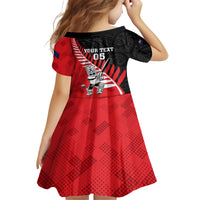 Custom New Zealand Canterbury Cricket Kid Short Sleeve Dress With Maori Pattern LT05 - Polynesian Pride