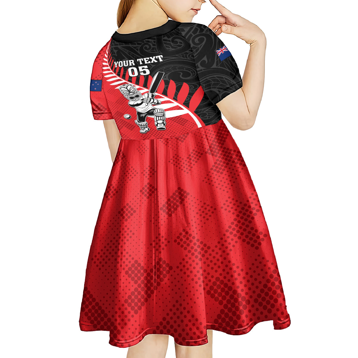 Custom New Zealand Canterbury Cricket Kid Short Sleeve Dress With Maori Pattern LT05 - Polynesian Pride
