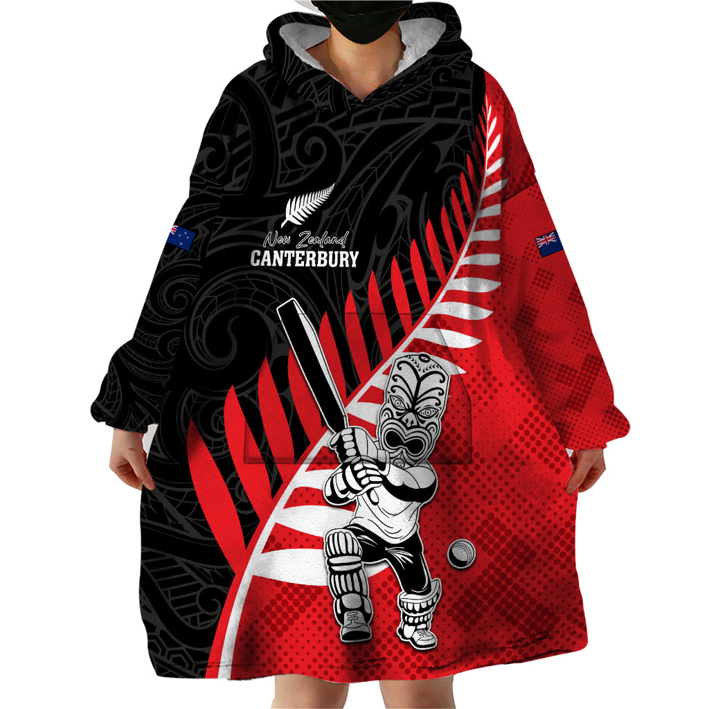 Custom New Zealand Canterbury Cricket Wearable Blanket Hoodie With Maori Pattern