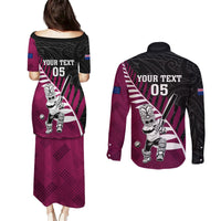 Custom New Zealand Northern Districts Cricket Couples Matching Puletasi and Long Sleeve Button Shirt With Maori Pattern LT05 - Polynesian Pride