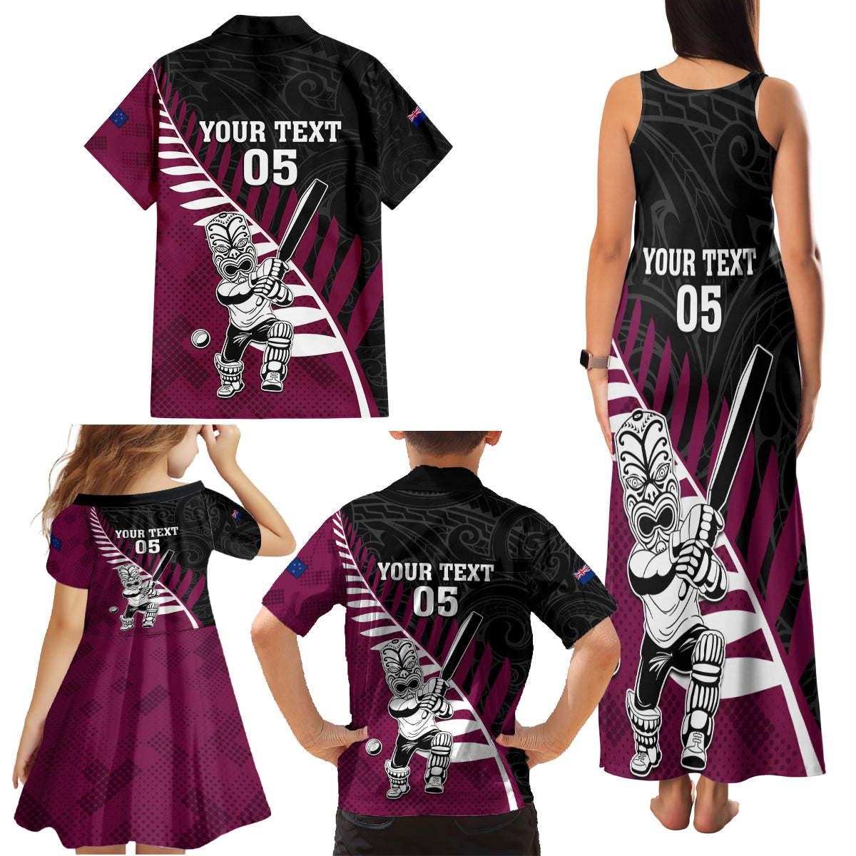 Custom New Zealand Northern Districts Cricket Family Matching Tank Maxi Dress and Hawaiian Shirt With Maori Pattern