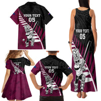 Custom New Zealand Northern Districts Cricket Family Matching Tank Maxi Dress and Hawaiian Shirt With Maori Pattern