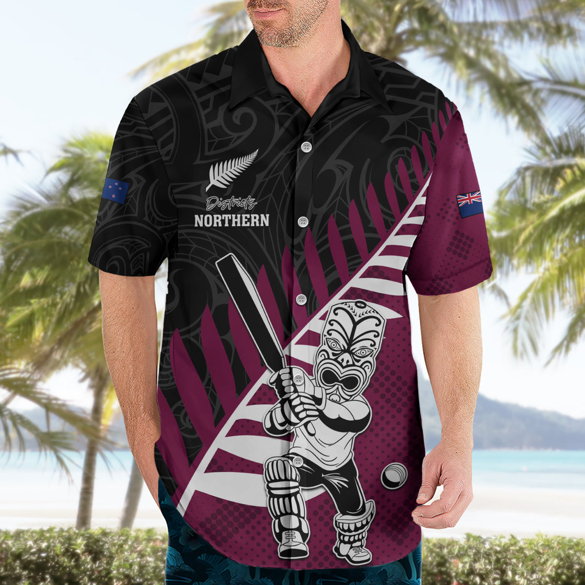 Custom New Zealand Northern Districts Cricket Hawaiian Shirt With Maori Pattern
