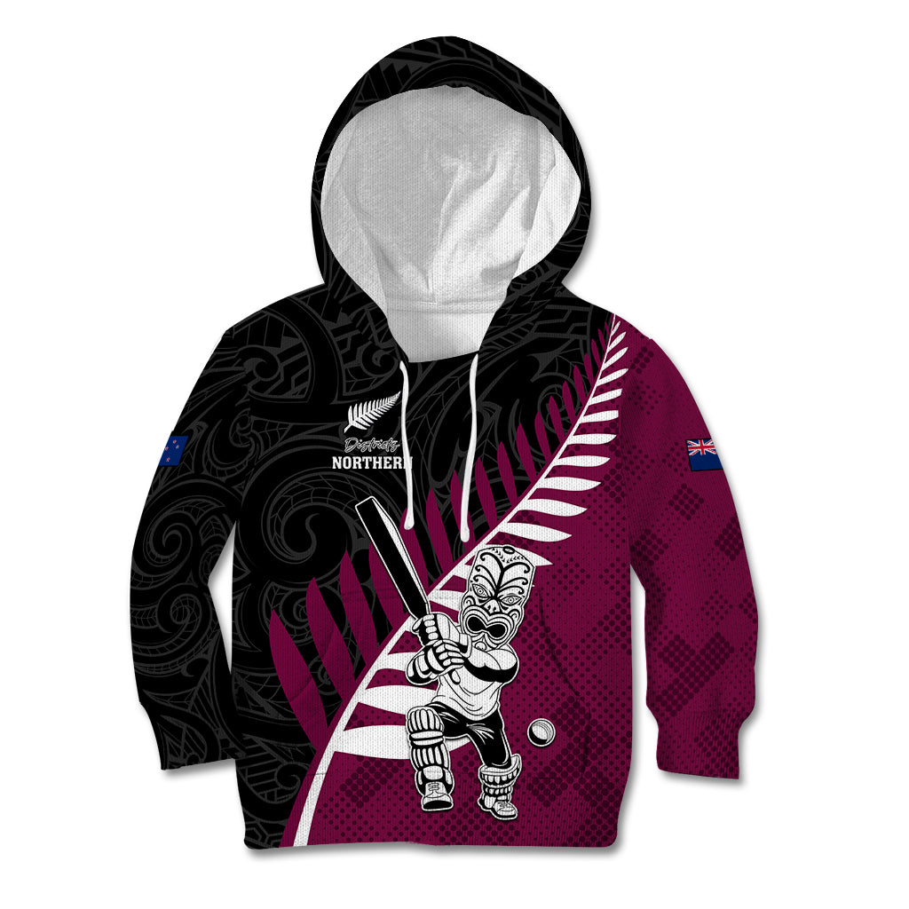 Custom New Zealand Northern Districts Cricket Kid Hoodie With Maori Pattern LT05 Hoodie Maroon - Polynesian Pride