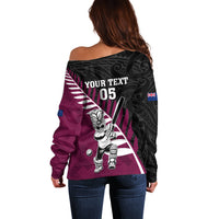 Custom New Zealand Northern Districts Cricket Off Shoulder Sweater With Maori Pattern
