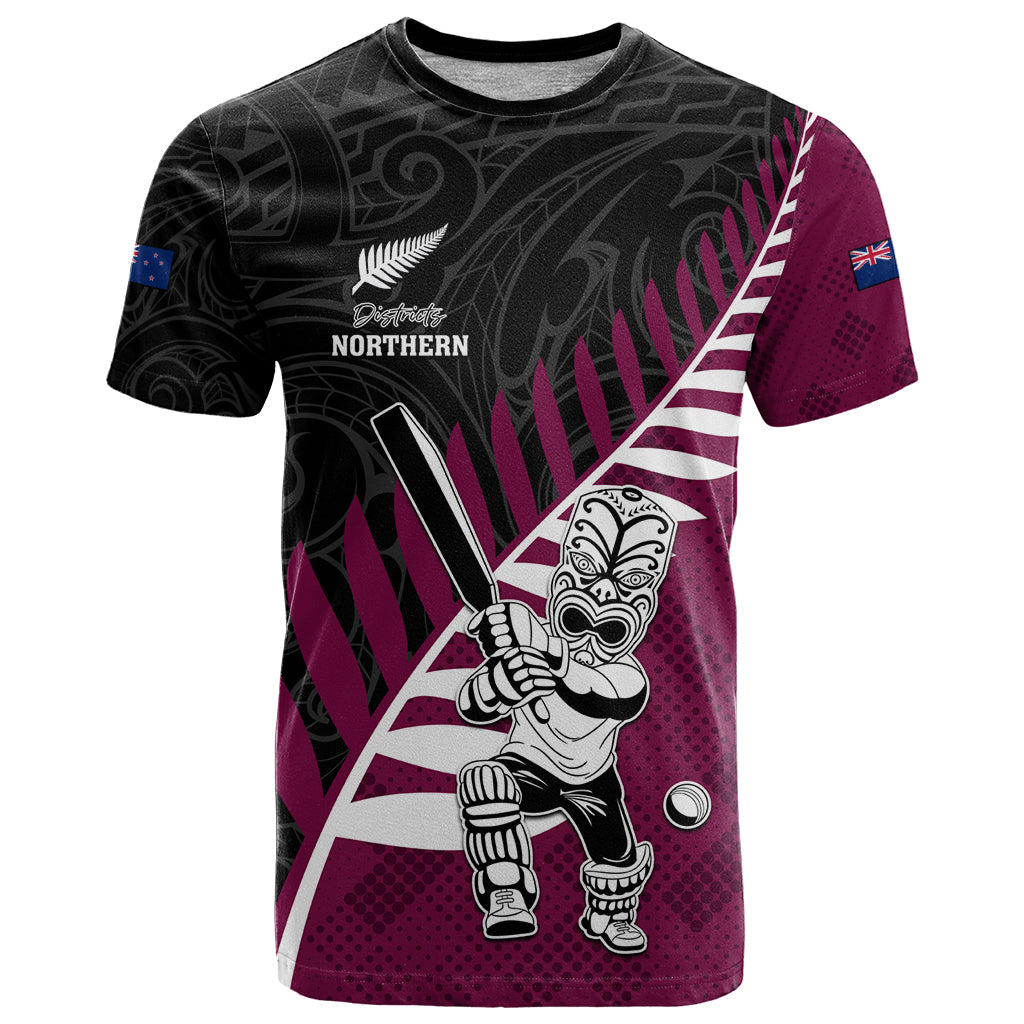 Custom New Zealand Northern Districts Cricket T Shirt With Maori Pattern LT05 Maroon - Polynesian Pride