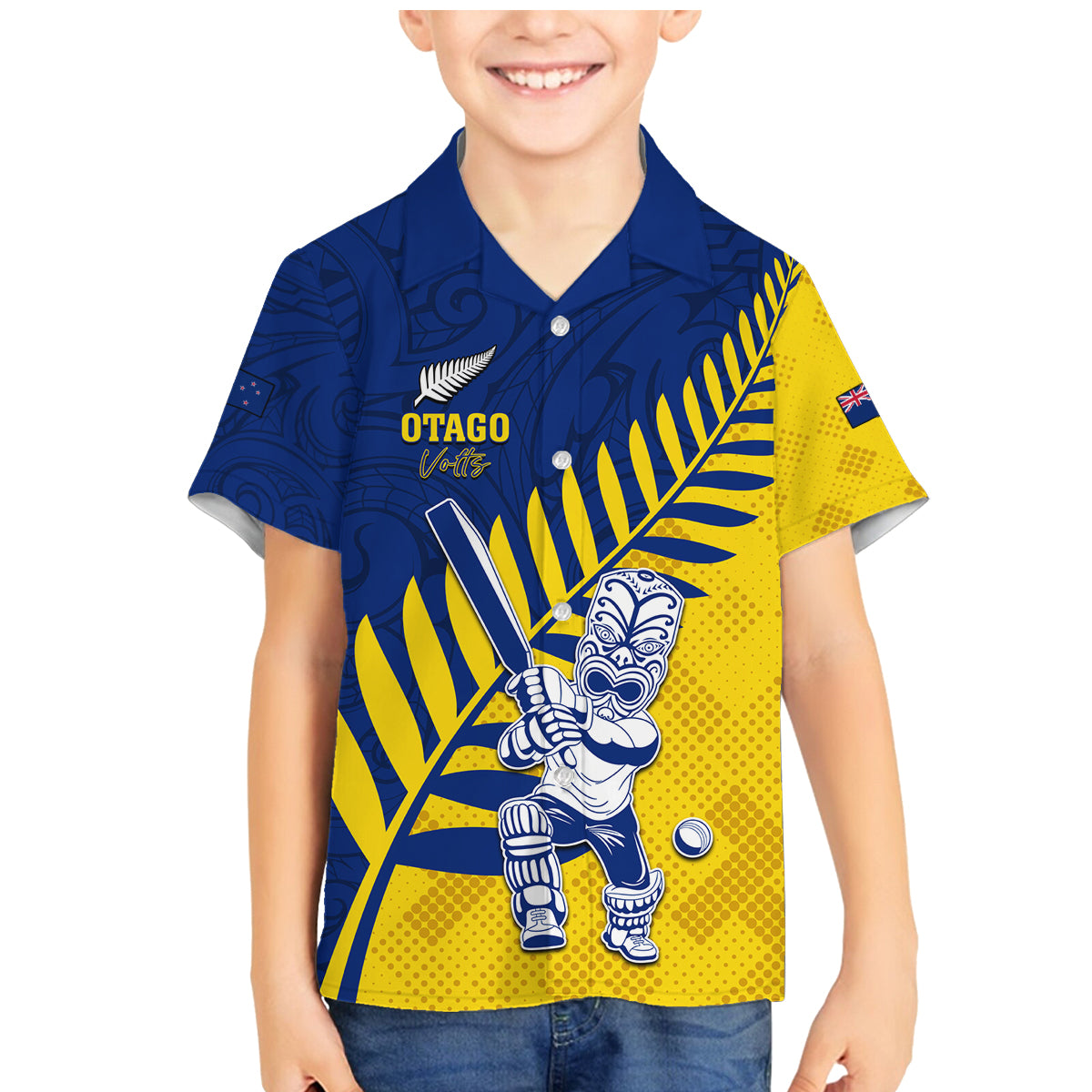 Custom New Zealand Otago Cricket Family Matching Mermaid Dress and Hawaiian Shirt With Maori Pattern