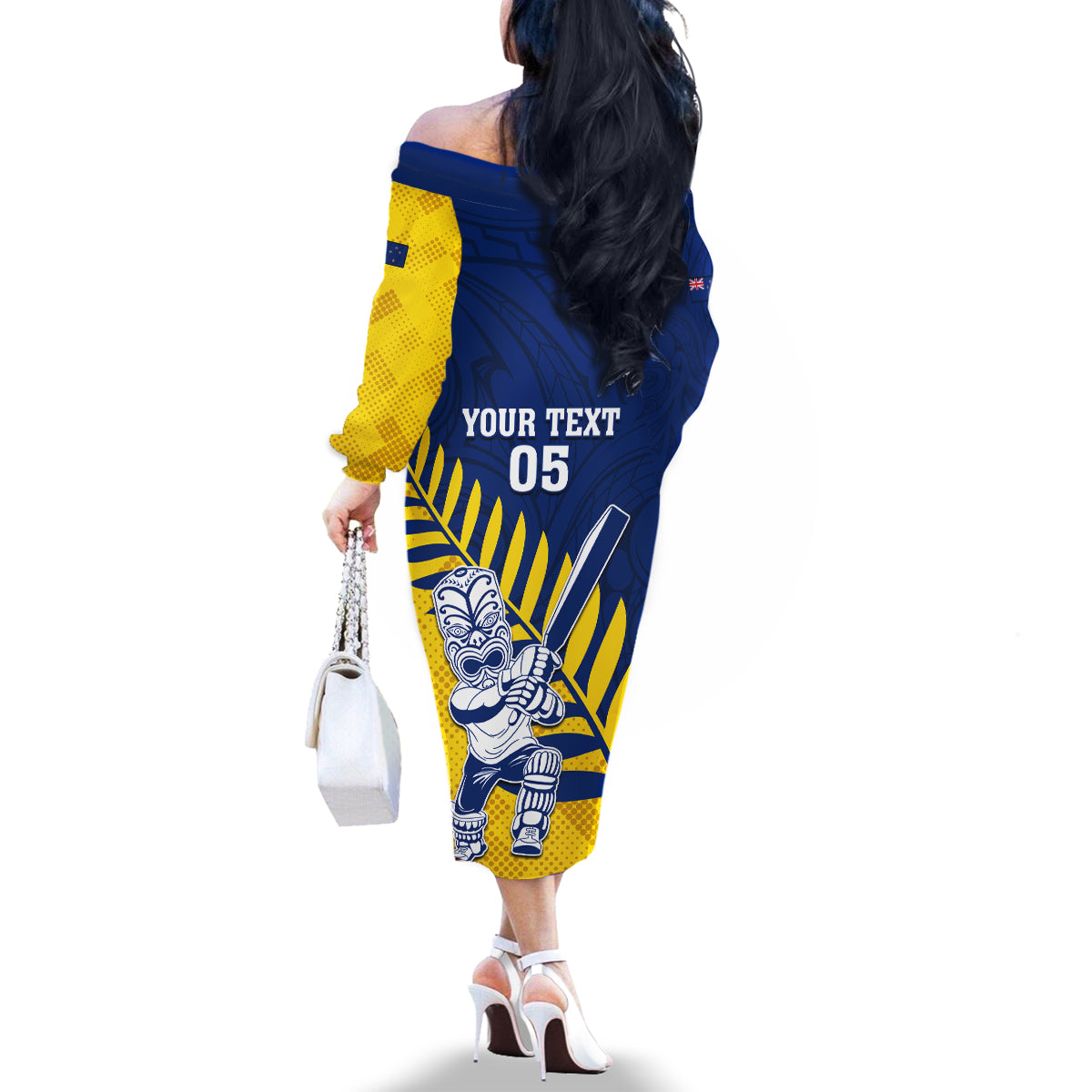 Custom New Zealand Otago Cricket Family Matching Off The Shoulder Long Sleeve Dress and Hawaiian Shirt With Maori Pattern