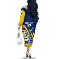 Custom New Zealand Otago Cricket Family Matching Off The Shoulder Long Sleeve Dress and Hawaiian Shirt With Maori Pattern