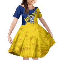Custom New Zealand Otago Cricket Kid Short Sleeve Dress With Maori Pattern LT05 KID Yellow - Polynesian Pride