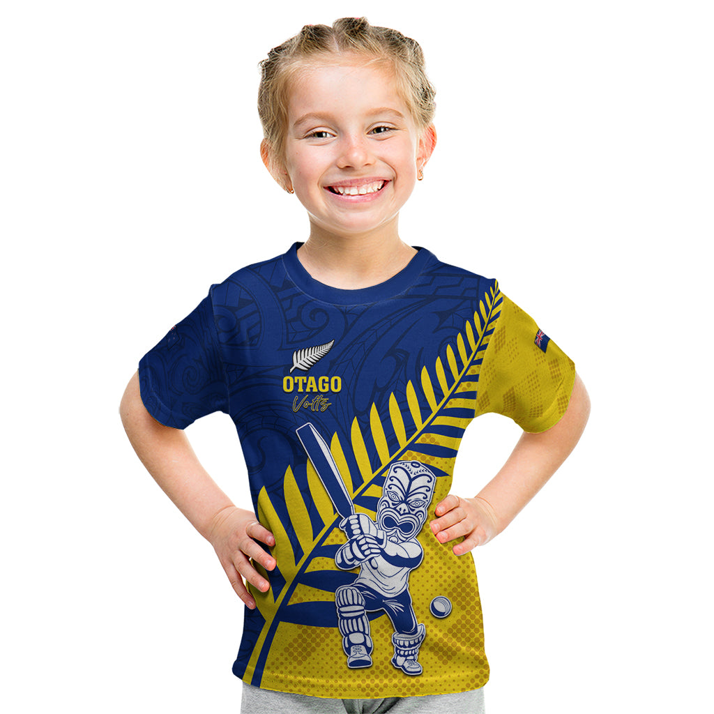Custom New Zealand Otago Cricket Kid T Shirt With Maori Pattern LT05 Yellow - Polynesian Pride