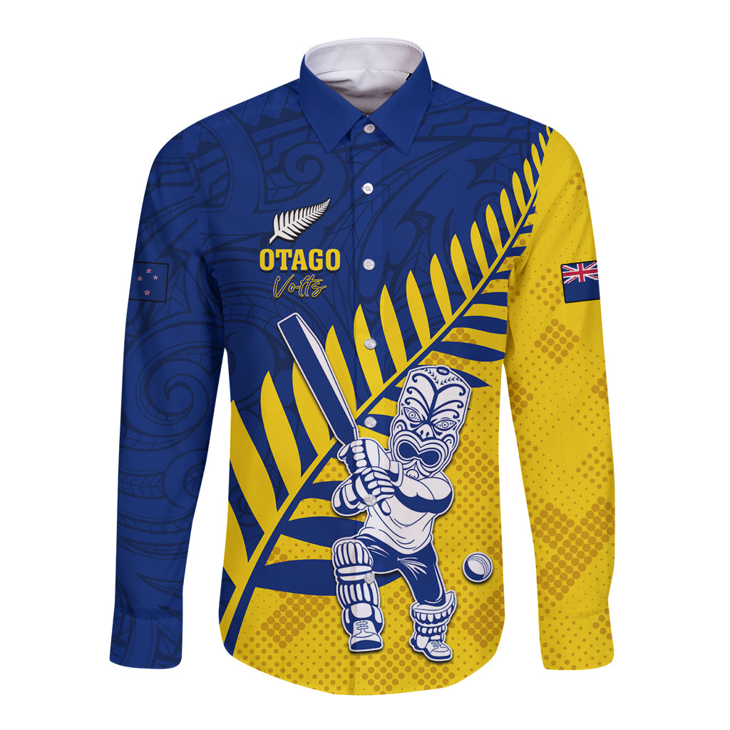 Custom New Zealand Otago Cricket Long Sleeve Button Shirt With Maori Pattern LT05 Unisex Yellow - Polynesian Pride