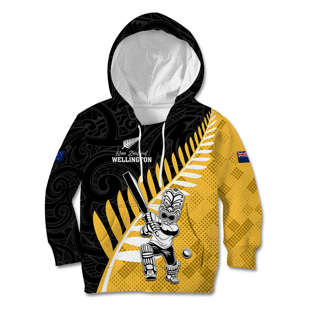 Custom New Zealand Wellington Cricket Kid Hoodie With Maori Pattern LT05 Hoodie Yellow - Polynesian Pride