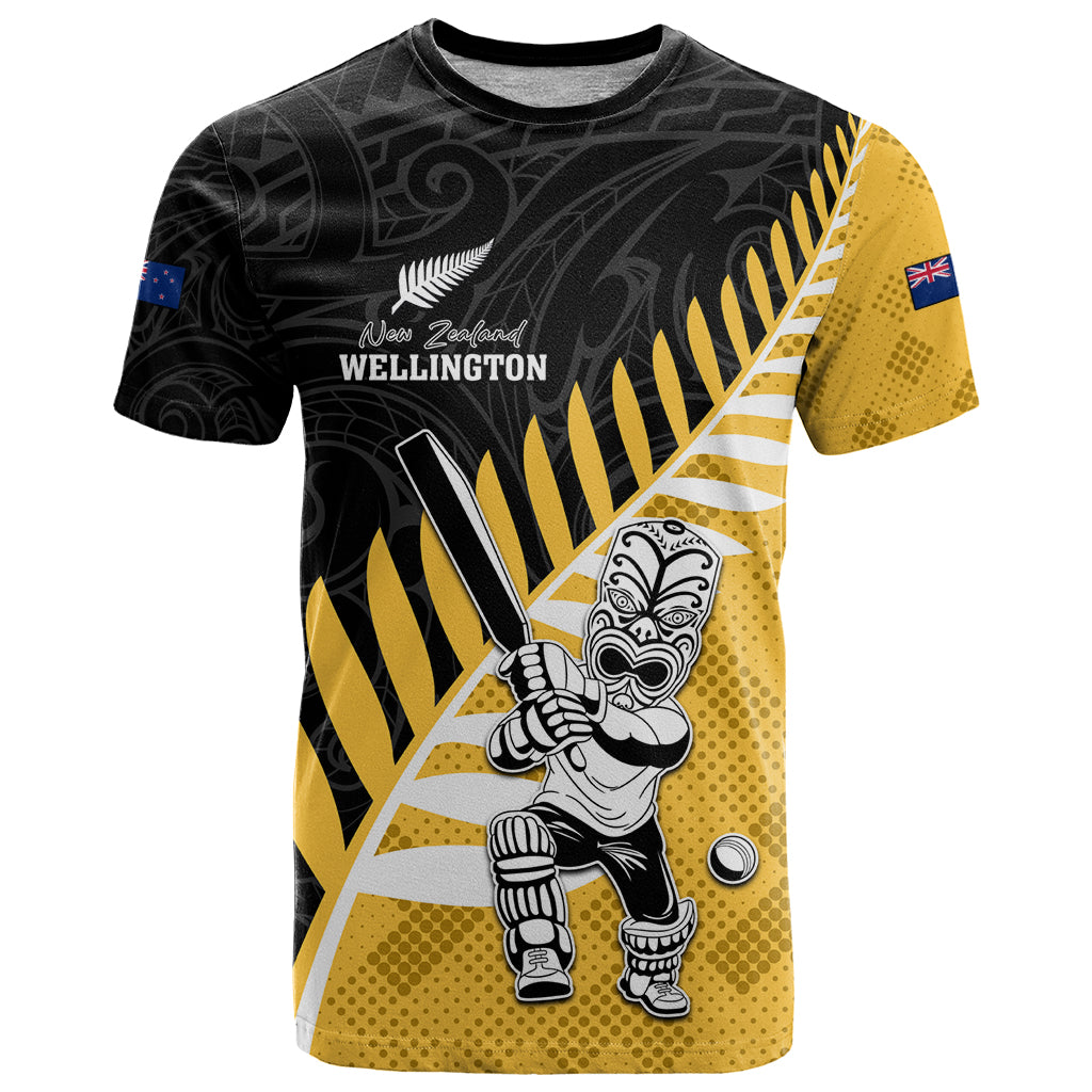 Custom New Zealand Wellington Cricket T Shirt With Maori Pattern LT05 Yellow - Polynesian Pride