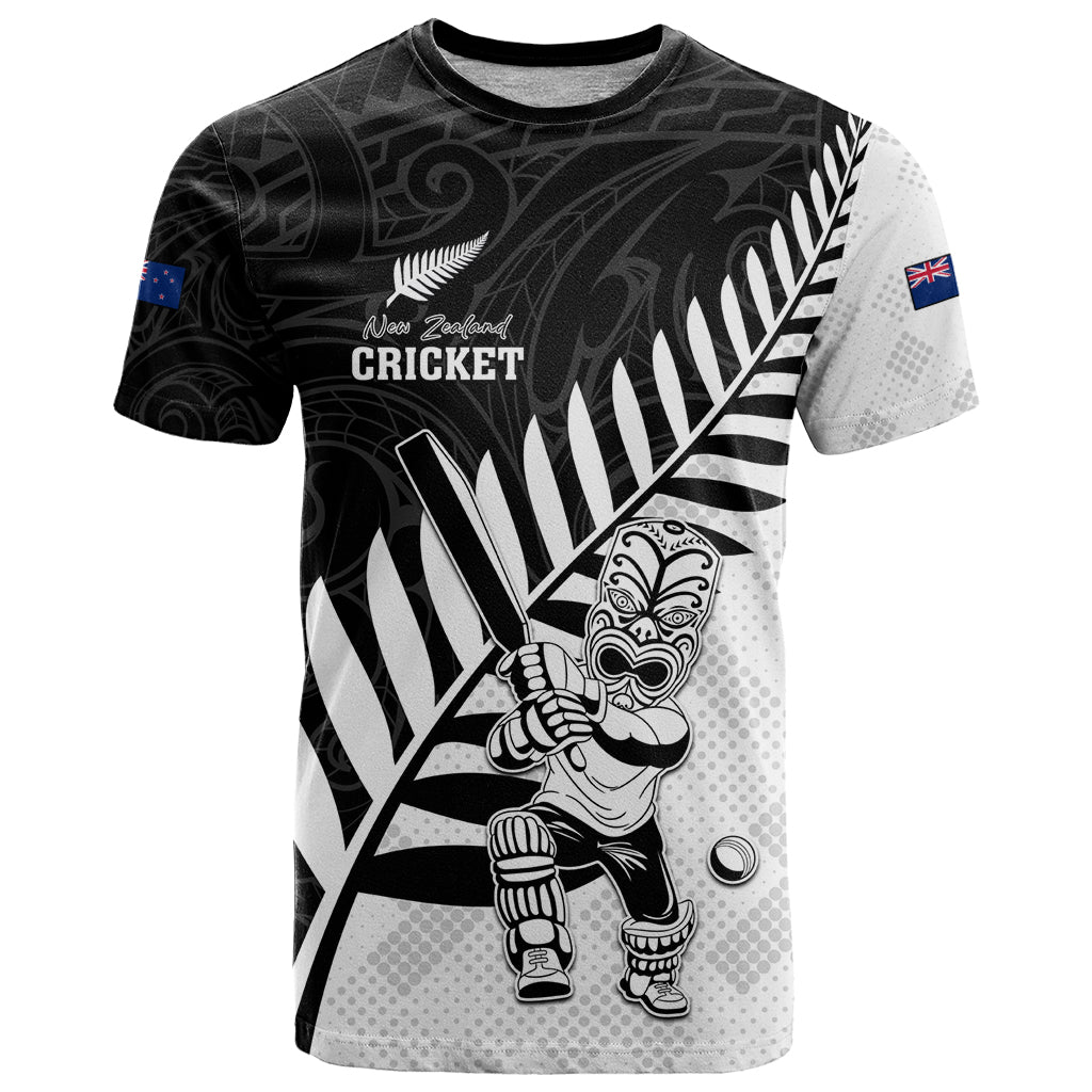 Custom New Zealand Cricket T Shirt With Maori Pattern LT05 Black - Polynesian Pride