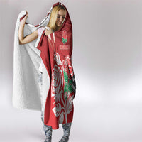 New Zealand And England Rugby Hooded Blanket Maori Tiki With Red Rose Together