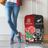 New Zealand And England Rugby Luggage Cover Maori Tiki With Red Rose Together
