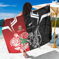 New Zealand And England Rugby Sarong Maori Tiki With Red Rose Together