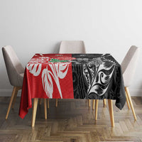New Zealand And England Rugby Tablecloth Maori Tiki With Red Rose Together