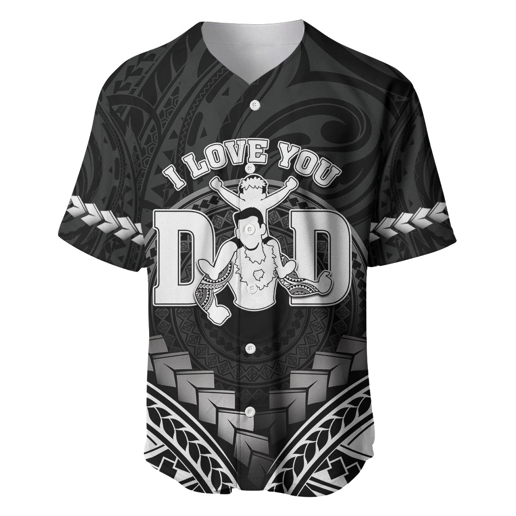 Personalised Happy Father's Day Baseball Jersey I Love You Dad Polynesian Style