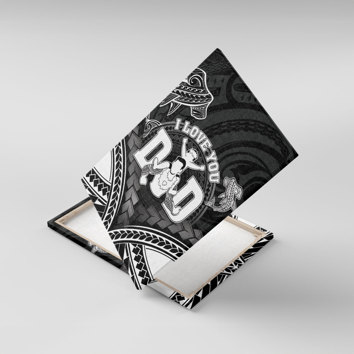 Happy Father's Day Canvas Wall Art I Love You Dad Polynesian Style