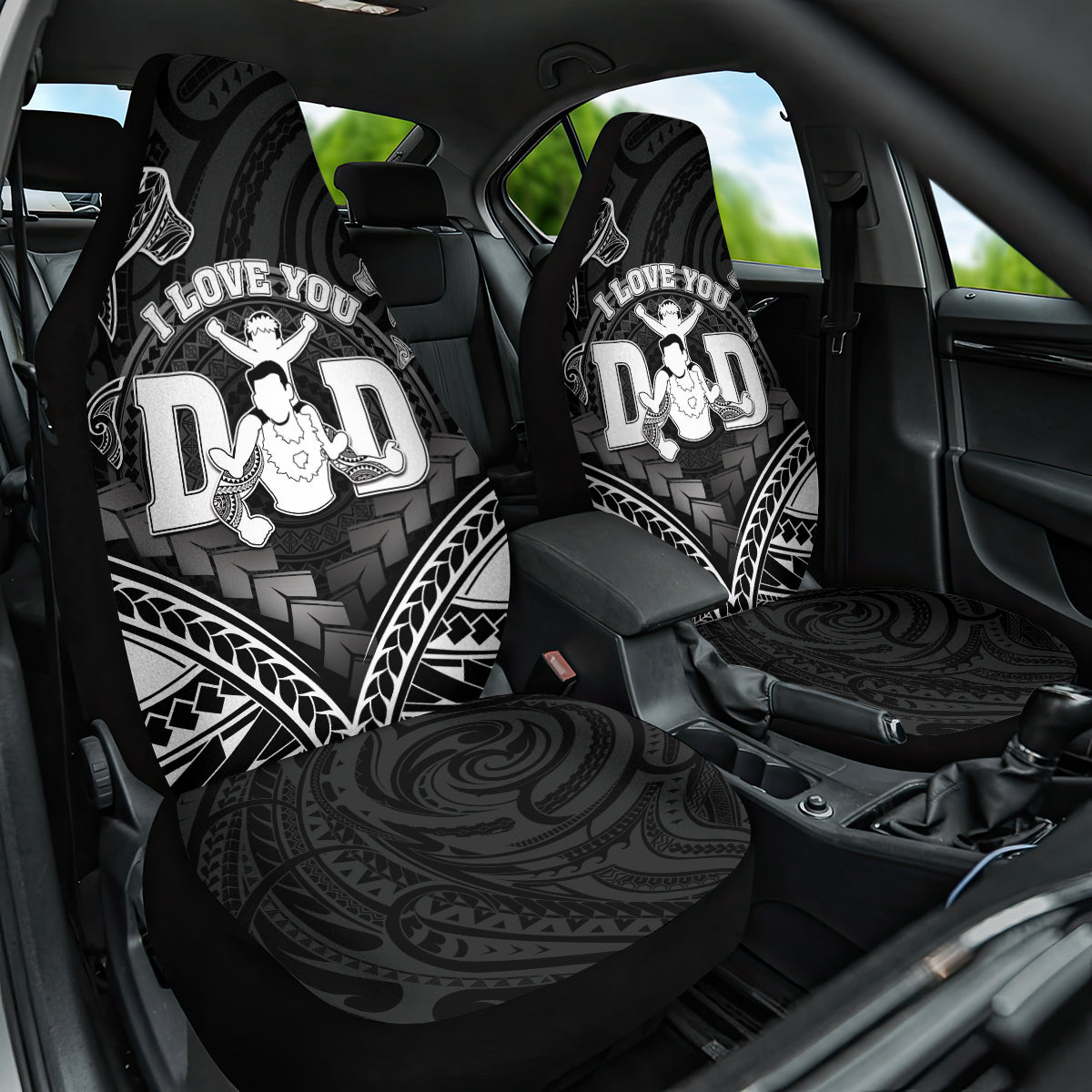 Happy Father's Day Car Seat Cover I Love You Dad Polynesian Style