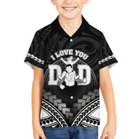 Personalised Happy Father's Day Family Matching Off The Shoulder Long Sleeve Dress and Hawaiian Shirt I Love You Dad Polynesian Style
