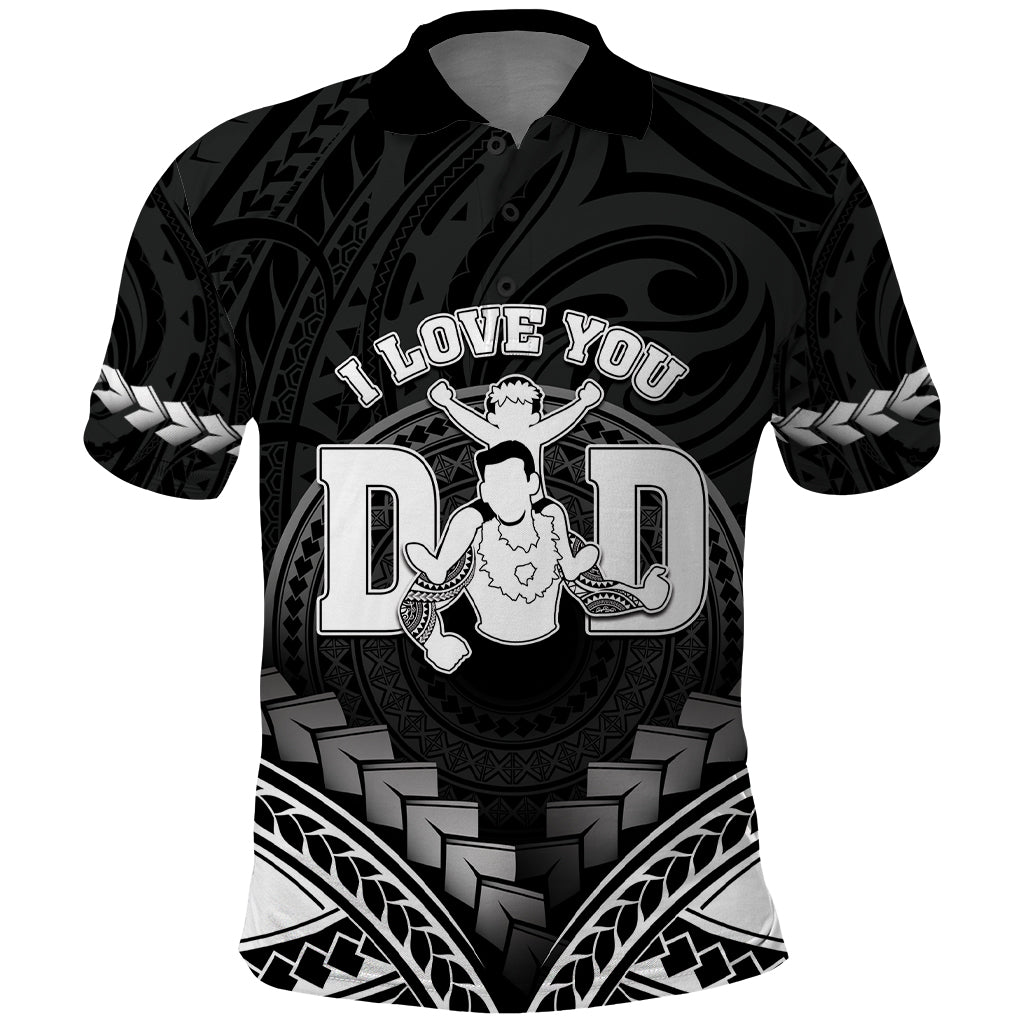 Personalised Happy Father's Day Polo Shirt I Love You Dad Polynesian Style