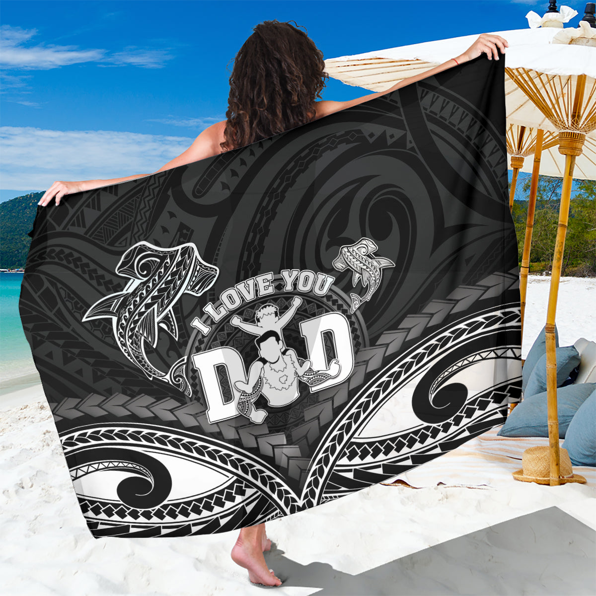 Happy Father's Day Sarong I Love You Dad Polynesian Style