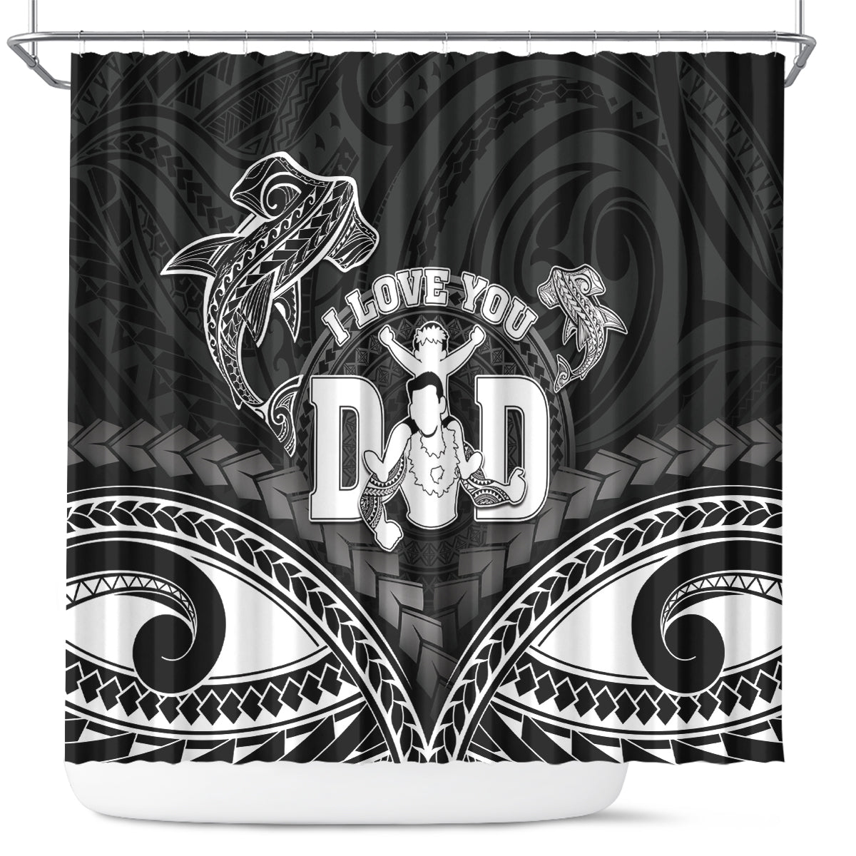 Happy Father's Day Shower Curtain I Love You Dad Polynesian Style