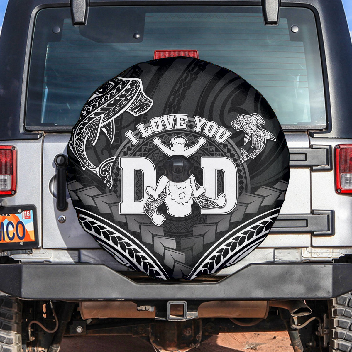 Happy Father's Day Spare Tire Cover I Love You Dad Polynesian Style
