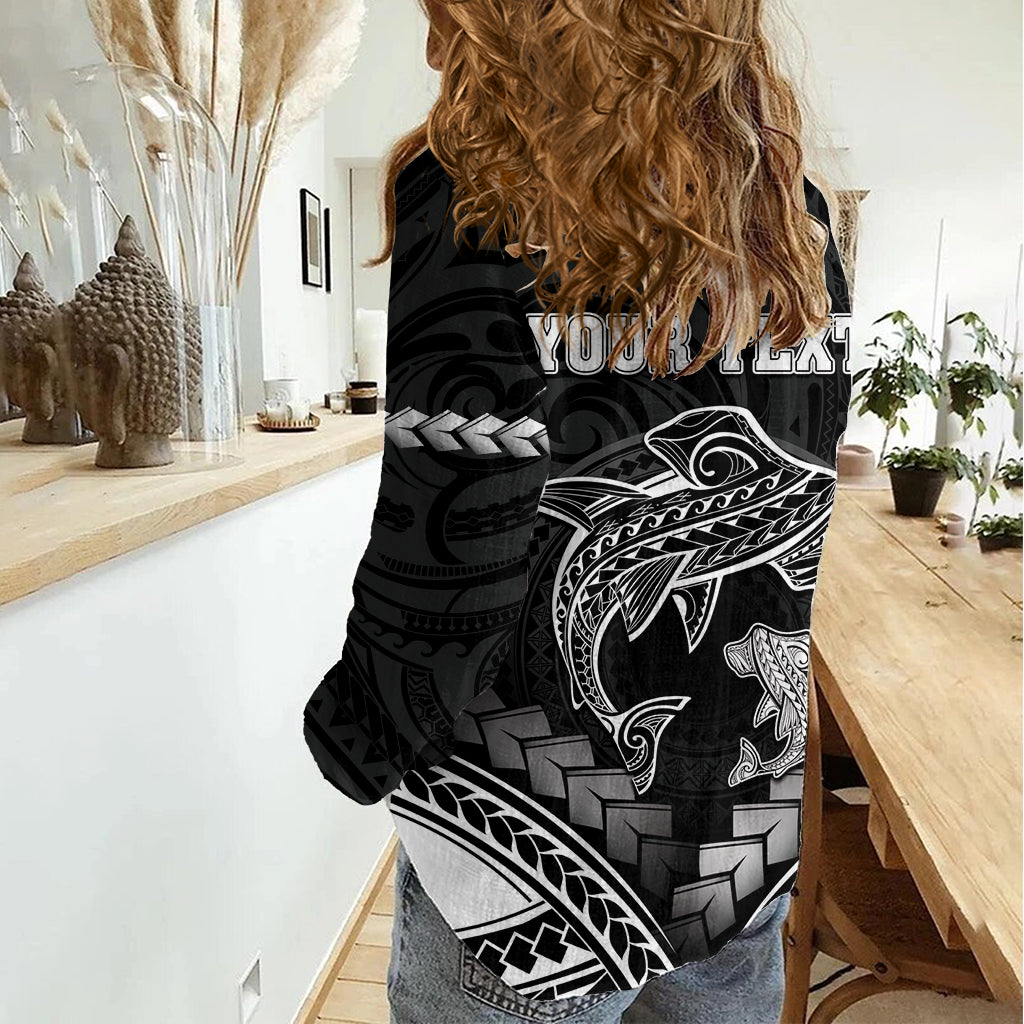 Personalised Happy Father's Day Women Casual Shirt I Love You Dad Polynesian Style