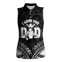 Personalised Happy Father's Day Women Sleeveless Polo Shirt I Love You Dad Polynesian Style