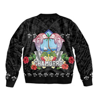 Guam Chamorro Bomber Jacket Tribal Latte Stone With Dolphins Black LT05 - Polynesian Pride