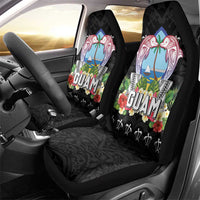 Guam Chamorro Car Seat Cover Tribal Latte Stone With Dolphins Black