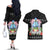 Guam Chamorro Couples Matching Off The Shoulder Long Sleeve Dress and Hawaiian Shirt Tribal Latte Stone With Dolphins Black