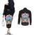 Guam Chamorro Couples Matching Off The Shoulder Long Sleeve Dress and Long Sleeve Button Shirt Tribal Latte Stone With Dolphins Black