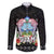 Guam Chamorro Family Matching Long Sleeve Bodycon Dress and Hawaiian Shirt Tribal Latte Stone With Dolphins Black