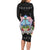 Guam Chamorro Family Matching Long Sleeve Bodycon Dress and Hawaiian Shirt Tribal Latte Stone With Dolphins Black