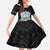 Guam Chamorro Family Matching Off The Shoulder Long Sleeve Dress and Hawaiian Shirt Tribal Latte Stone With Dolphins Black