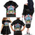 Guam Chamorro Family Matching Off The Shoulder Long Sleeve Dress and Hawaiian Shirt Tribal Latte Stone With Dolphins Black