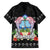 Guam Chamorro Family Matching Off The Shoulder Long Sleeve Dress and Hawaiian Shirt Tribal Latte Stone With Dolphins Black